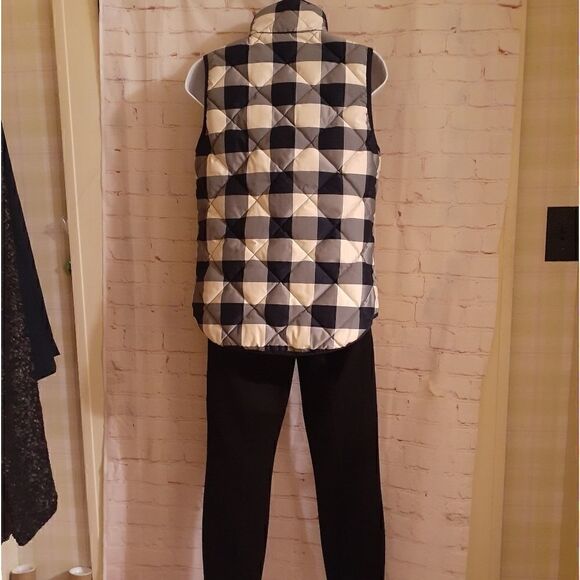 NWOT J.Crew "Excursion" Down Fill Quilted Vest Navy/Ivory Buffalo Check XXS/sz.0 - Picture 7 of 8